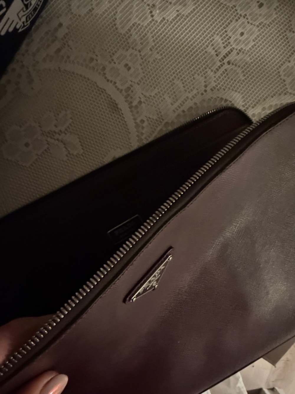 Prada Saffiano Leather Pouch - Deep Wine - Picture 3 of 5